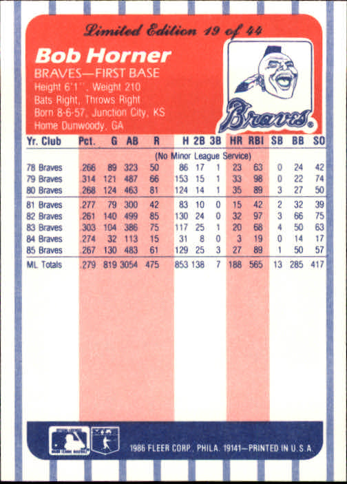 A8103- 1986 Fleer League Leaders BB Card #s 1-44 -You Pick- 15+ FREE US SHIP