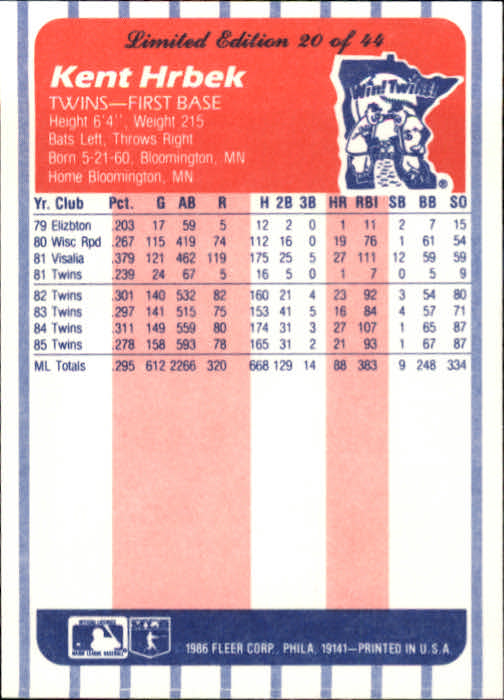 A8103- 1986 Fleer League Leaders BB Card #s 1-44 -You Pick- 15+ FREE US SHIP