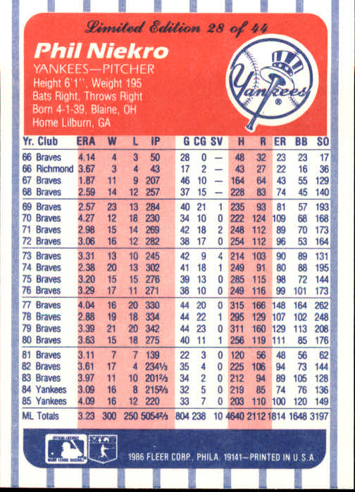 A8103- 1986 Fleer League Leaders BB Card #s 1-44 -You Pick- 15+ FREE US SHIP