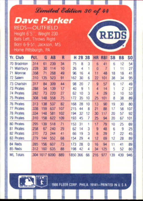 A8103- 1986 Fleer League Leaders BB Card #s 1-44 -You Pick- 15+ FREE US SHIP