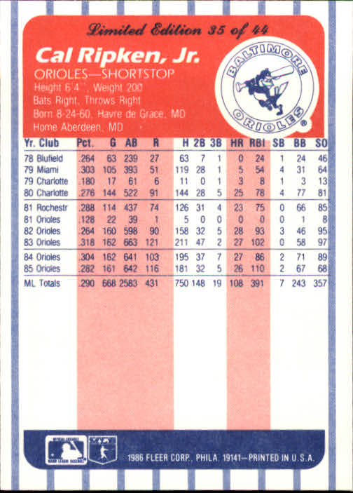 A8103- 1986 Fleer League Leaders BB Card #s 1-44 -You Pick- 15+ FREE US SHIP