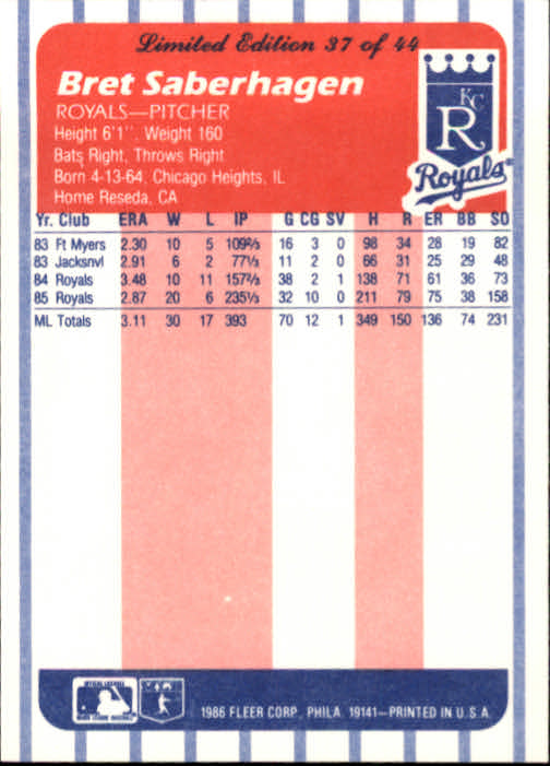 A8103- 1986 Fleer League Leaders BB Card #s 1-44 -You Pick- 15+ FREE US SHIP