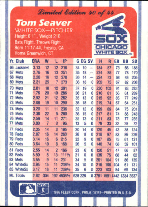 A8103- 1986 Fleer League Leaders BB Card #s 1-44 -You Pick- 15+ FREE US SHIP