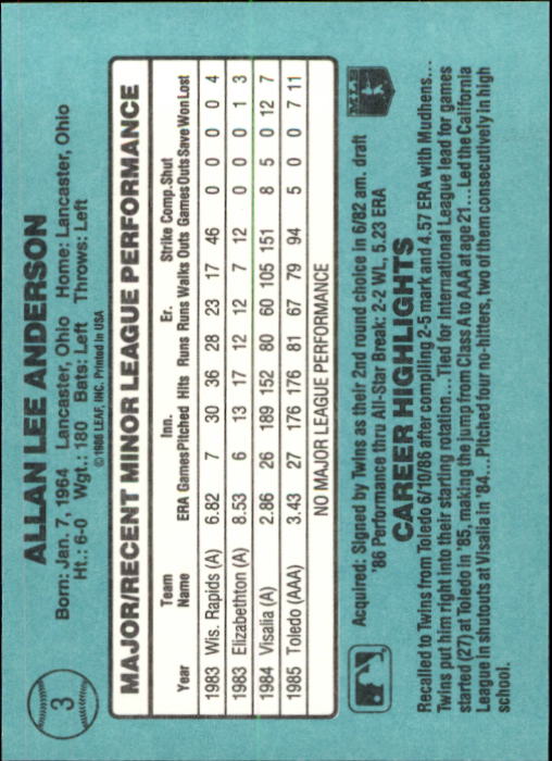 1986 Donruss Rookies Baseball Cards - Picture 7 of 104