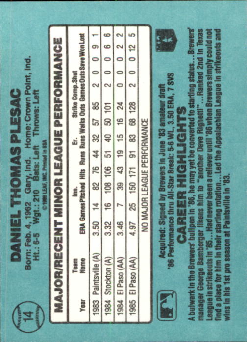 1986 Donruss Rookies Baseball Cards - Picture 26 of 104