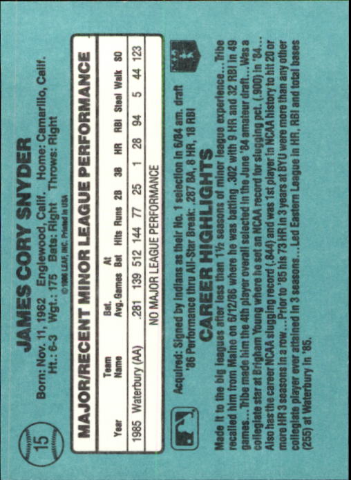 1986 Donruss Rookies Baseball Cards - Picture 28 of 104