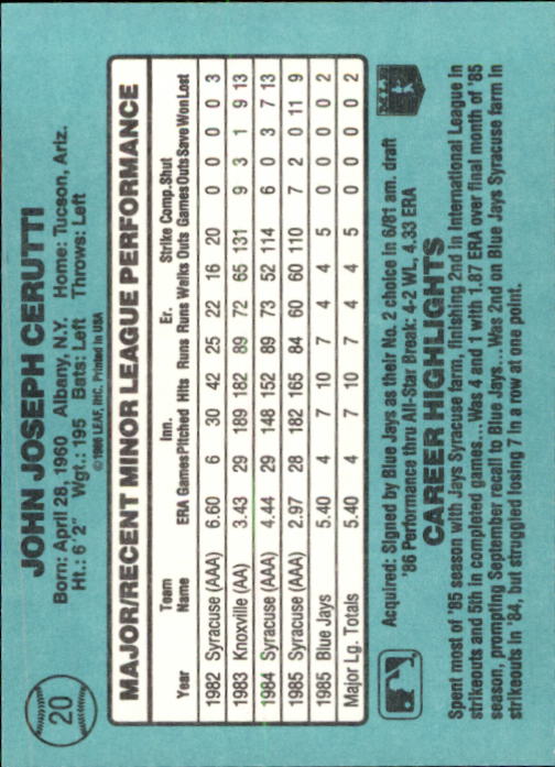 1986 Donruss Rookies Baseball Cards - Picture 36 of 104