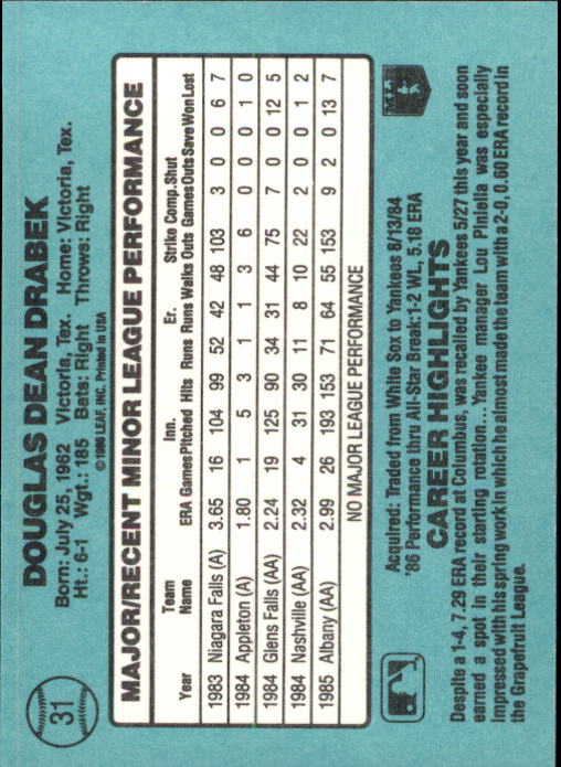 1986 Donruss Rookies Baseball Cards - Picture 56 of 104
