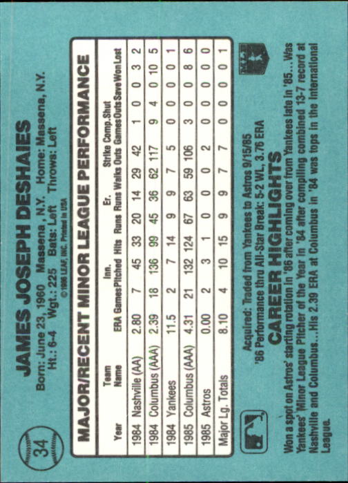 1986 Donruss Rookies Baseball Cards - Picture 62 of 104