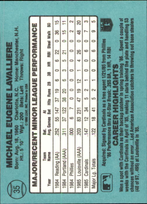 1986 Donruss Rookies Baseball Cards - Picture 64 of 104
