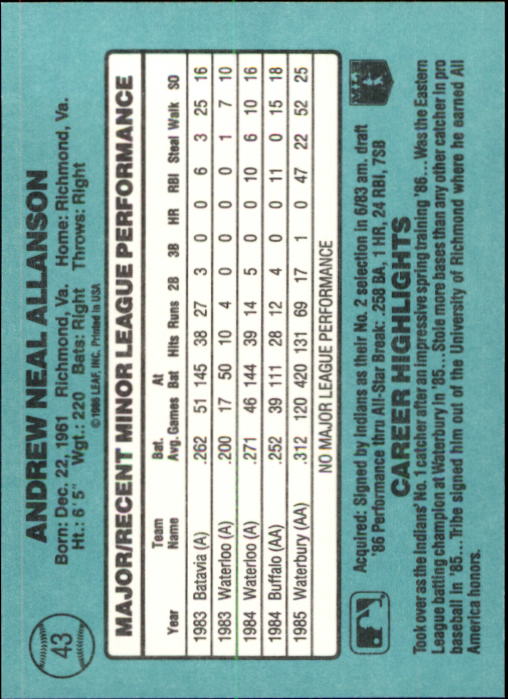 1986 Donruss Rookies Baseball Cards - Picture 78 of 104