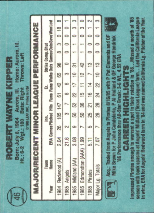 1986 Donruss Rookies Baseball Cards - Picture 84 of 104