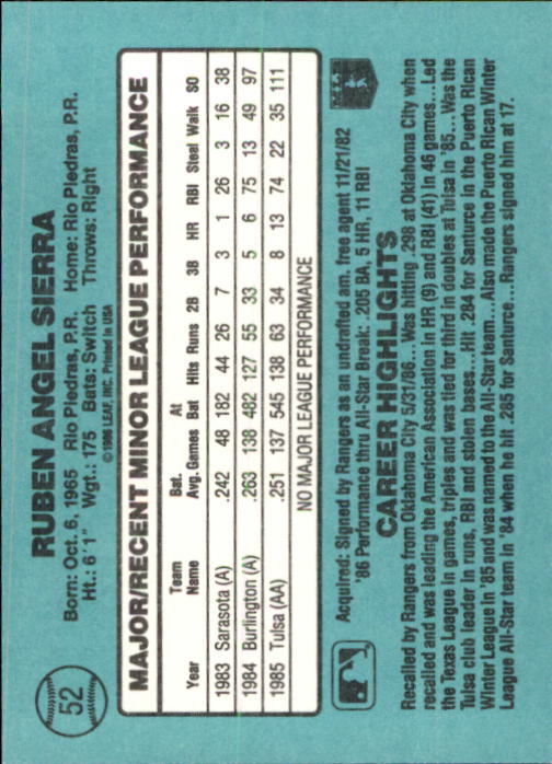 1986 Donruss Rookies Baseball Cards - Picture 96 of 104