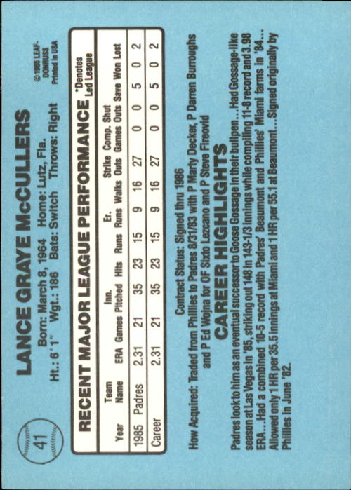 A0356- 1986 Donruss Baseball Cards 1-250 +Rookies -You Pick- 10+ FREE US SHIP - Picture 81 of 499