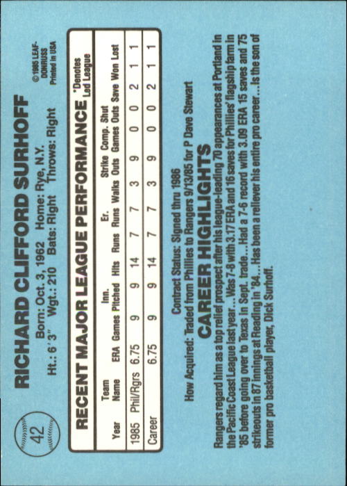 A0356- 1986 Donruss Baseball Cards 1-250 +Rookies -You Pick- 10+ FREE US SHIP - Picture 83 of 499