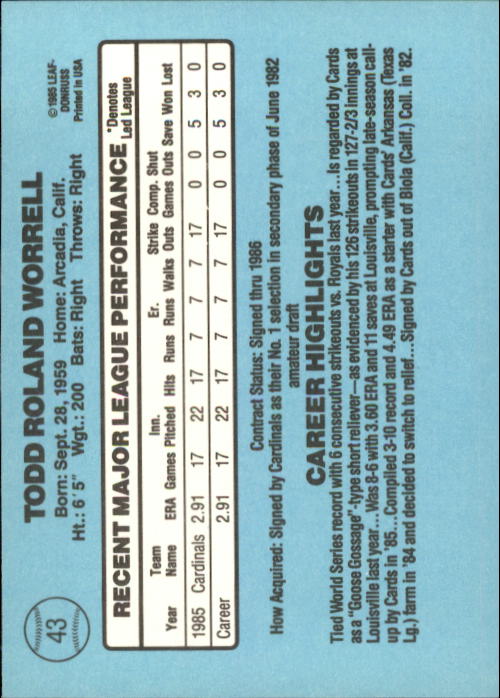 A0356- 1986 Donruss Baseball Cards 1-250 +Rookies -You Pick- 10+ FREE US SHIP - Picture 85 of 499