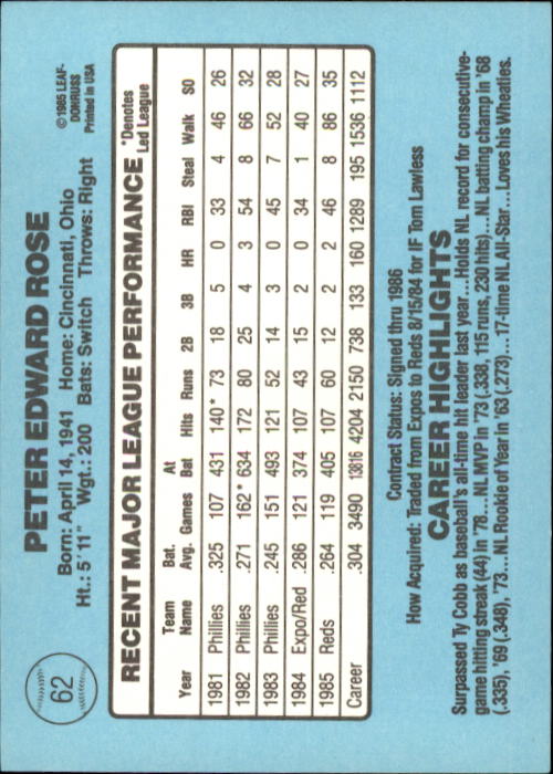 A0356- 1986 Donruss Baseball Cards 1-250 +Rookies -You Pick- 10+ FREE US SHIP - Picture 123 of 499