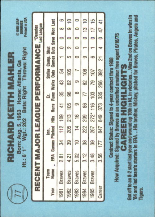 A0356- 1986 Donruss Baseball Cards 1-250 +Rookies -You Pick- 10+ FREE US SHIP - Picture 153 of 499