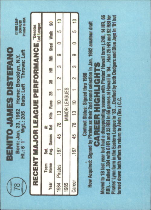 A0356- 1986 Donruss Baseball Cards 1-250 +Rookies -You Pick- 10+ FREE US SHIP - Picture 155 of 499