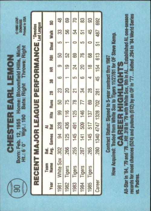 A0356- 1986 Donruss Baseball Cards 1-250 +Rookies -You Pick- 10+ FREE US SHIP - Picture 179 of 499