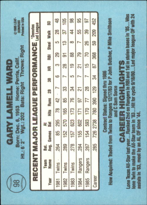 A0356- 1986 Donruss Baseball Cards 1-250 +Rookies -You Pick- 10+ FREE US SHIP - Picture 195 of 499