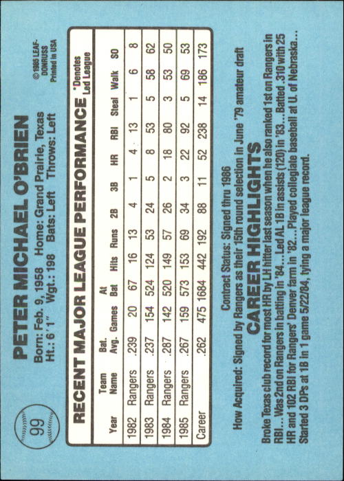A0356- 1986 Donruss Baseball Cards 1-250 +Rookies -You Pick- 10+ FREE US SHIP - Picture 197 of 499
