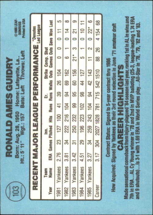 A0356- 1986 Donruss Baseball Cards 1-250 +Rookies -You Pick- 10+ FREE US SHIP - Picture 205 of 499