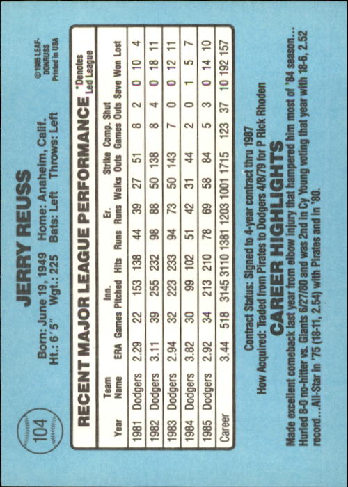 A0356- 1986 Donruss Baseball Cards 1-250 +Rookies -You Pick- 10+ FREE US SHIP - Picture 207 of 499