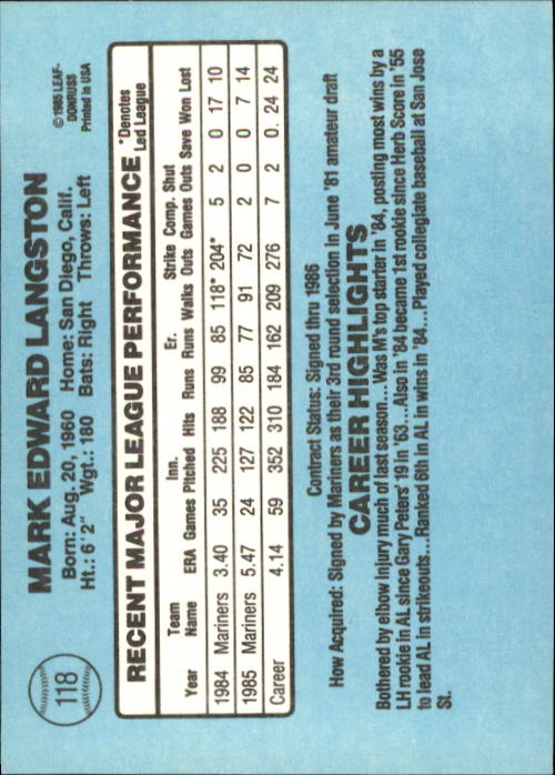 A0356- 1986 Donruss Baseball Cards 1-250 +Rookies -You Pick- 10+ FREE US SHIP - Picture 235 of 499