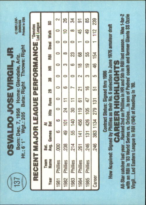 A0356- 1986 Donruss Baseball Cards 1-250 +Rookies -You Pick- 10+ FREE US SHIP - Picture 273 of 499