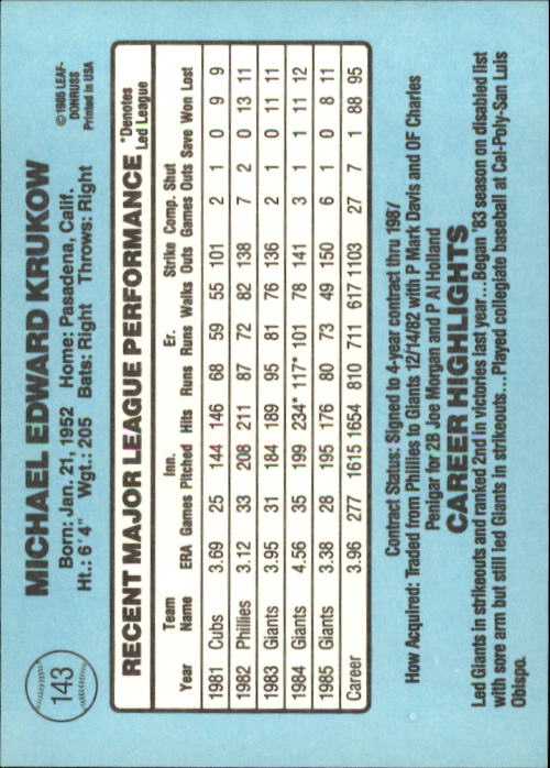 A0356- 1986 Donruss Baseball Cards 1-250 +Rookies -You Pick- 10+ FREE US SHIP - Picture 285 of 499