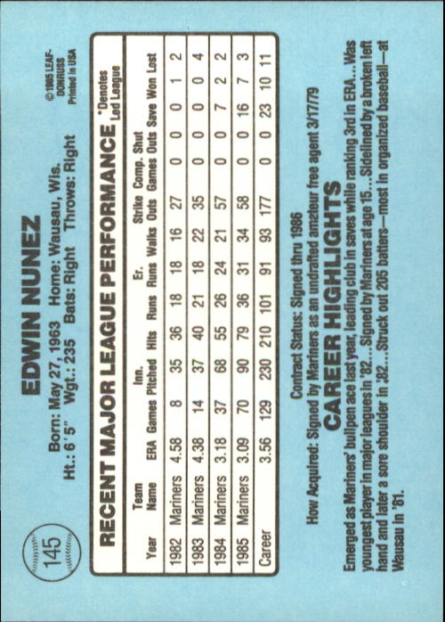 A0356- 1986 Donruss Baseball Cards 1-250 +Rookies -You Pick- 10+ FREE US SHIP - Picture 289 of 499