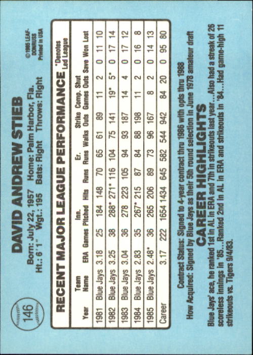 A0356- 1986 Donruss Baseball Cards 1-250 +Rookies -You Pick- 10+ FREE US SHIP - Picture 291 of 499