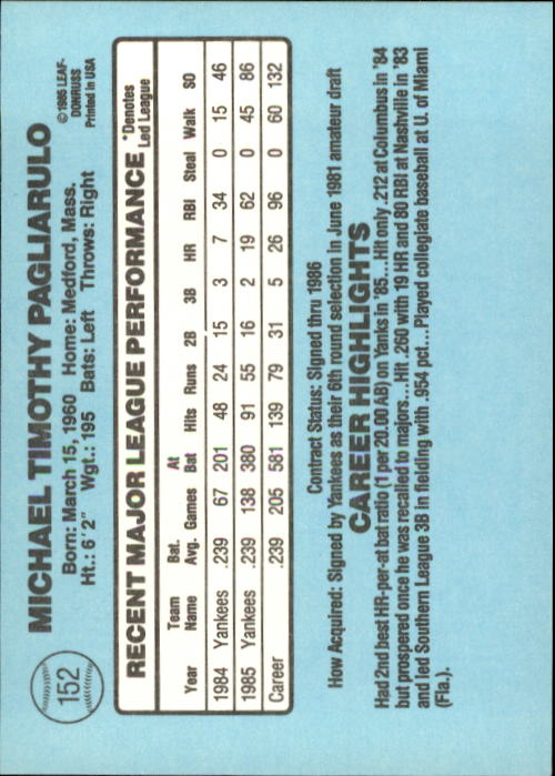 A0356- 1986 Donruss Baseball Cards 1-250 +Rookies -You Pick- 10+ FREE US SHIP - Picture 303 of 499