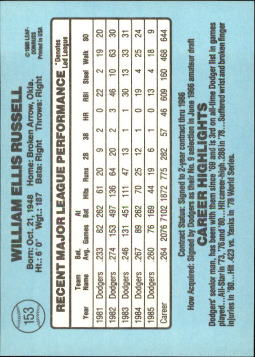 A0356- 1986 Donruss Baseball Cards 1-250 +Rookies -You Pick- 10+ FREE US SHIP - Picture 305 of 499