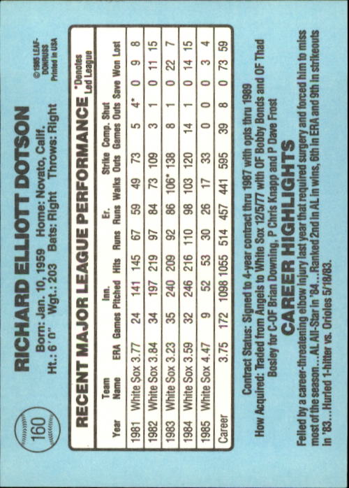 A0356- 1986 Donruss Baseball Cards 1-250 +Rookies -You Pick- 10+ FREE US SHIP - Picture 319 of 499