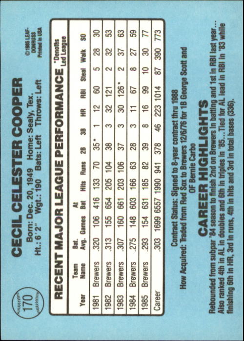 A0356- 1986 Donruss Baseball Cards 1-250 +Rookies -You Pick- 10+ FREE US SHIP - Picture 339 of 499