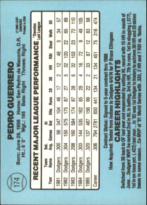 A0356- 1986 Donruss Baseball Cards 1-250 +Rookies -You Pick- 10+ FREE US SHIP - Picture 347 of 499