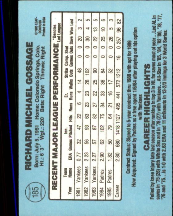 A0356- 1986 Donruss Baseball Cards 1-250 +Rookies -You Pick- 10+ FREE US SHIP - Picture 369 of 499