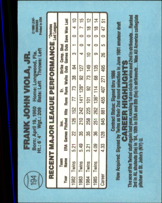 A0356- 1986 Donruss Baseball Cards 1-250 +Rookies -You Pick- 10+ FREE US SHIP - Picture 387 of 499