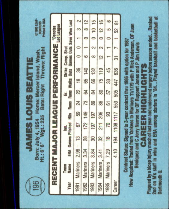 A0356- 1986 Donruss Baseball Cards 1-250 +Rookies -You Pick- 10+ FREE US SHIP - Picture 391 of 499