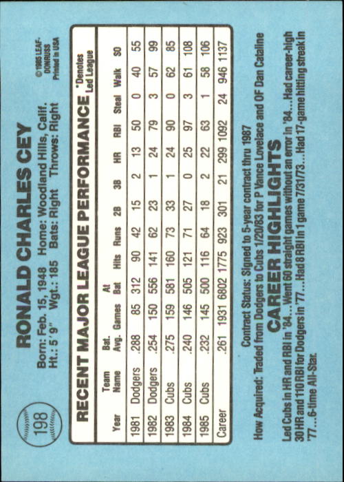 A0356- 1986 Donruss Baseball Cards 1-250 +Rookies -You Pick- 10+ FREE US SHIP - Picture 395 of 499