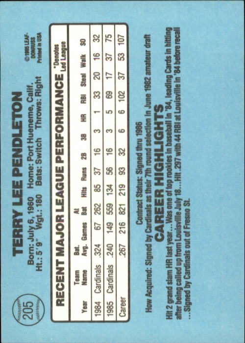 A0356- 1986 Donruss Baseball Cards 1-250 +Rookies -You Pick- 10+ FREE US SHIP - Picture 409 of 499