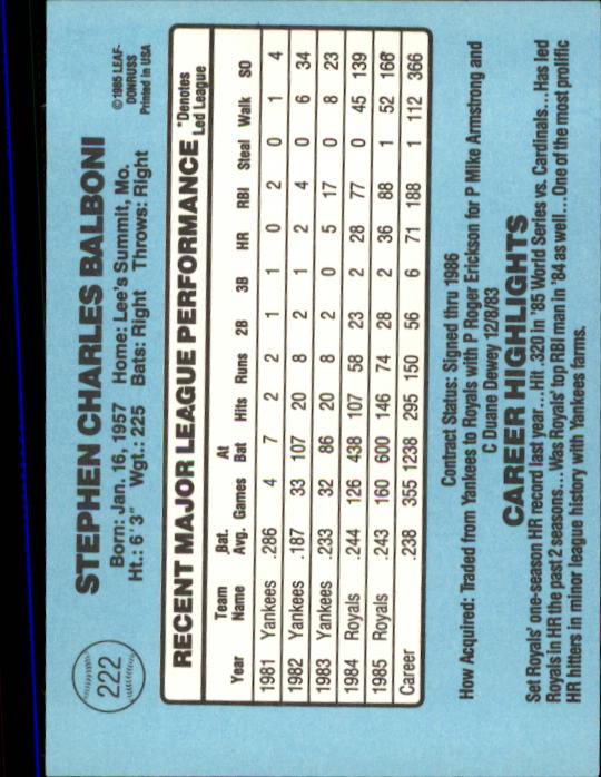 A0356- 1986 Donruss Baseball Cards 1-250 +Rookies -You Pick- 10+ FREE US SHIP - Picture 443 of 499