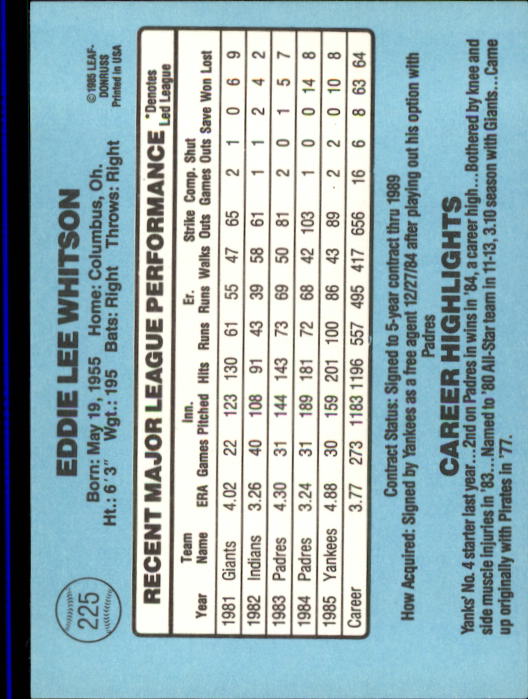 A0356- 1986 Donruss Baseball Cards 1-250 +Rookies -You Pick- 10+ FREE US SHIP - Picture 449 of 499