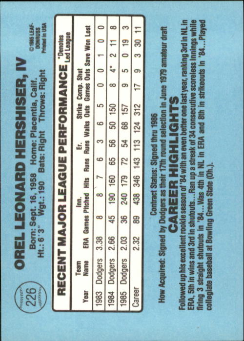 A0356- 1986 Donruss Baseball Cards 1-250 +Rookies -You Pick- 10+ FREE US SHIP - Picture 451 of 499