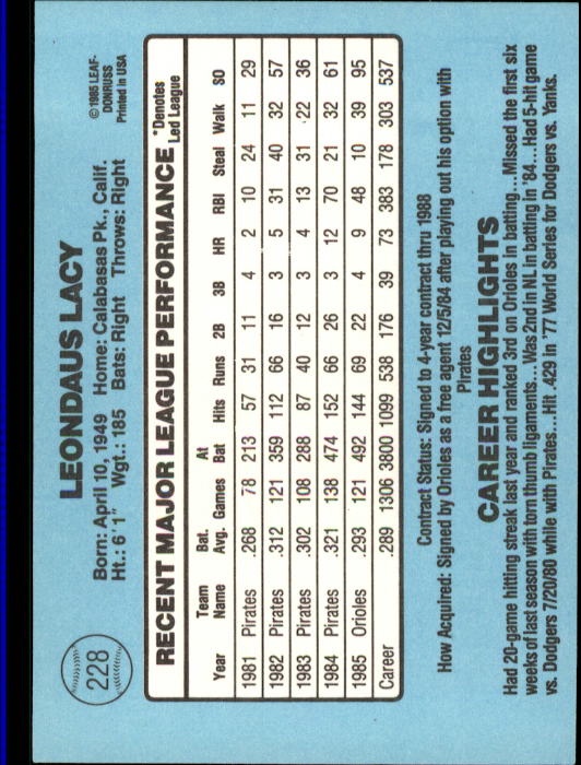 A0356- 1986 Donruss Baseball Cards 1-250 +Rookies -You Pick- 10+ FREE US SHIP - Picture 455 of 499