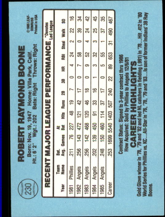 A0356- 1986 Donruss Baseball Cards 1-250 +Rookies -You Pick- 10+ FREE US SHIP - Picture 459 of 499