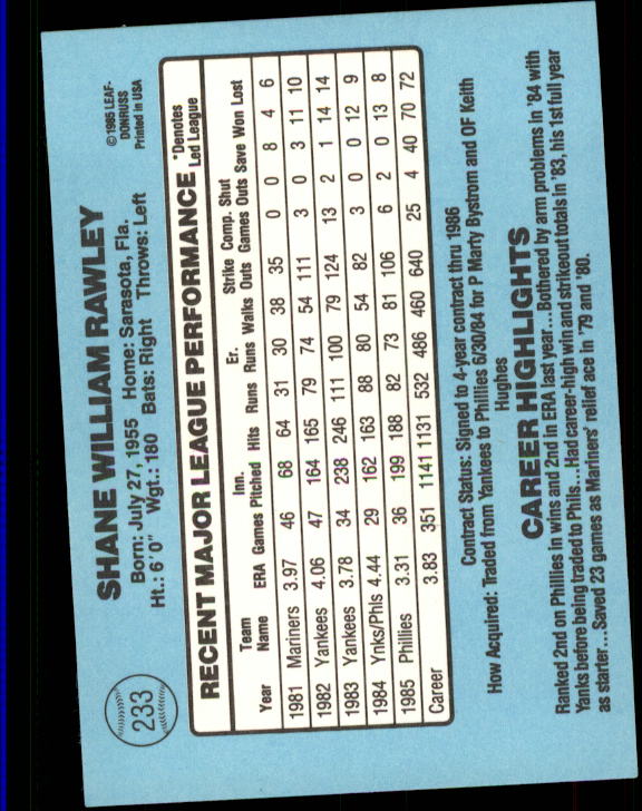 A0356- 1986 Donruss Baseball Cards 1-250 +Rookies -You Pick- 10+ FREE US SHIP - Picture 465 of 499