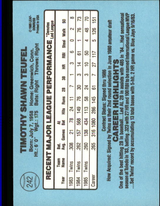 A0356- 1986 Donruss Baseball Cards 1-250 +Rookies -You Pick- 10+ FREE US SHIP - Picture 483 of 499